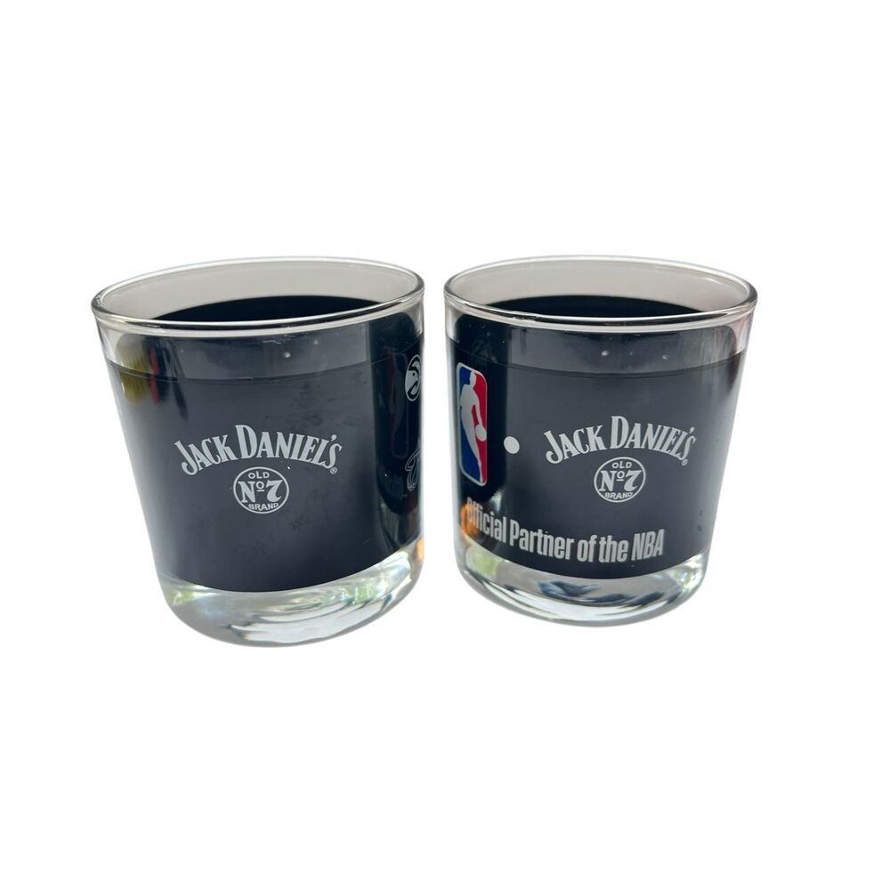 NBA Jack Daniels Whiskey Glasses Old No. 7 Set Of 2 - All NBA team Logos